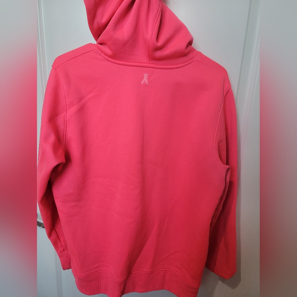 Womens used Under Armour Hoodie Sweatshirt size Large breast cancer addition - Picture 3 of 5